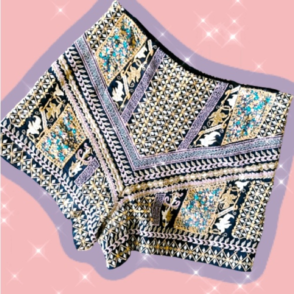 Zara high waisted embroidered shorts with side zipper (size small)